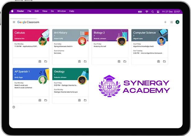 Synergy Academy online classroom on iPad